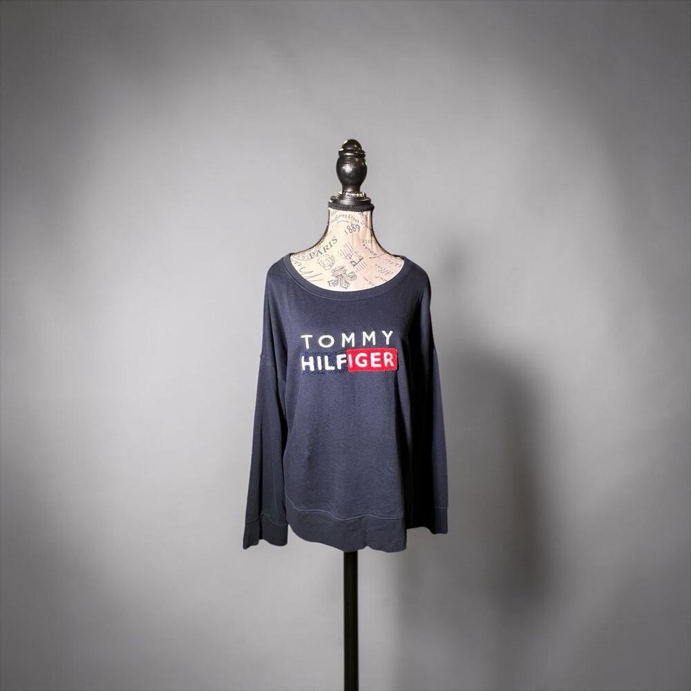 Tommy Hilfiger Sleepwear Women XL Blue Long Sleeve Lounge Top Sweatshirt